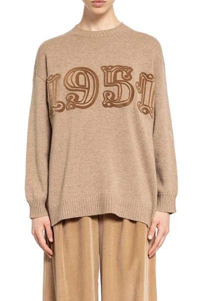 Max Mara Biscuit Wool Blend Plata Sweater In Light Brown
