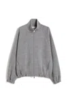 Max Mara Sweatshirt In Double-faced Wool And Cotton Jersey In Gray