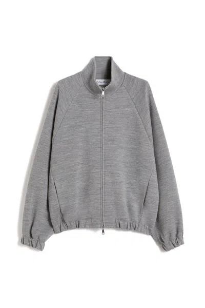 Max Mara Sweatshirt In Double-faced Wool And Cotton Jersey In Gray