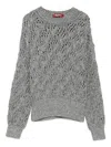 Max Mara Metallic Open-knit Crewneck Sweater In Gray