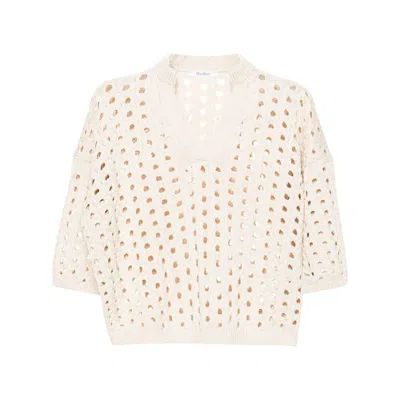 Max Mara Ottuso Boxy Open Stitch Sweater In Neutrals