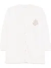Max Mara Ravello Cardigan With Deep V-neck And Embroidered Emblem In White