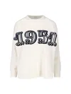 Max Mara Logo-embellishment Crew-neck Sweater In White