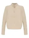 Max Mara Long-sleeved Sweater Jacket In White