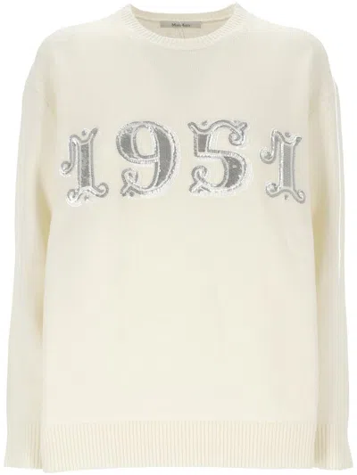 Max Mara Wool And Cashmere Sweater With Sequin Embroidery In Multi