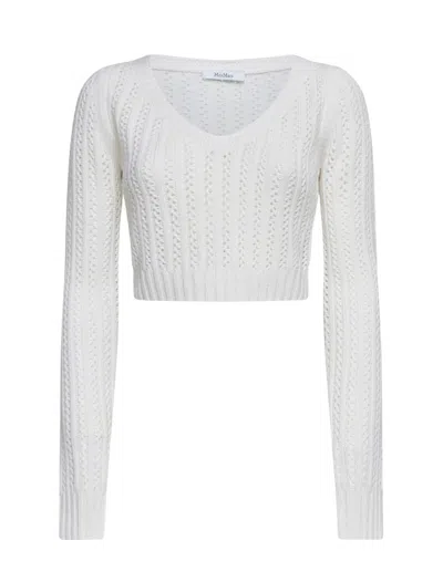 Max Mara Ifrem Cropped V-neck Jumper In Yellow