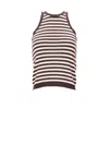Max Mara Striped Cotton Sleeveless Top With Ribbed Trim In Brown