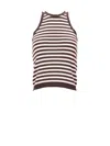 Max Mara Striped Cotton Sleeveless Top With Ribbed Trim In Brown