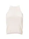 Max Mara Cotton Crew Neck Top With Ribbed Texture In White
