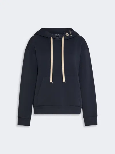 Max Mara Sweat-shirt À Capuche En Jersey In Bleu Marine