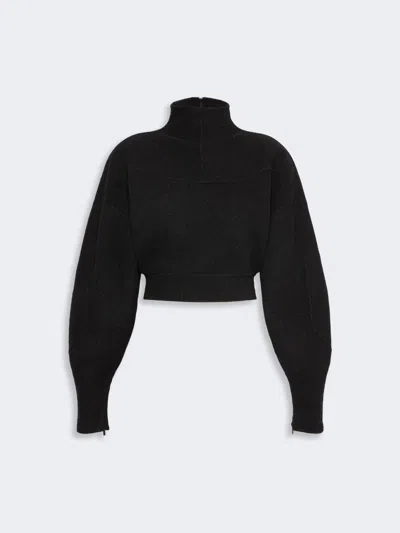 Max Mara Sweat-shirt Court En Jersey De Laine Et Cachemire In Black