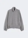 Max Mara Sweatshirt In Double-faced Wool And Cotton Jersey In Gray