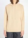 Max Mara Wool And Cashmere Knit Hoodie With Dropped Shoulder In Brown