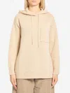 Max Mara Wool And Cashmere Knit Hoodie With Dropped Shoulder In Sand