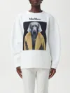 Max Mara Bacco Cotton Sweatshirt With Wegman Print In Weiss 2