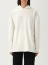 Max Mara Kangaroo Pocket Hoodie With Embroidered Logo And Ribbed Finish In White