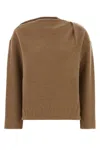 Max Mara Cashmere Blend Oxa Sweatshirt With Asymmetric Neckline In Beige O Tan