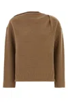 Max Mara Cashmere Blend Oxa Sweatshirt With Asymmetric Neckline In Beige O Tan