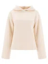 Max Mara Hooded Ribbed Texture Long Sleeve Top In White
