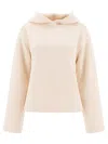 Max Mara Hooded Ribbed Texture Long Sleeve Top In White