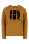 Max Mara Sphinx Jacquard Hooded Sweatshirt With Graphic Print In Yellow