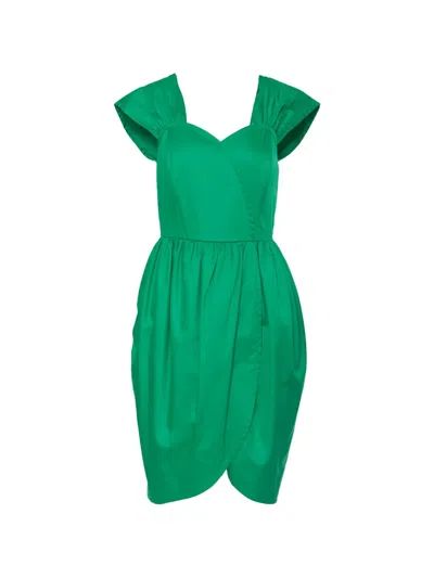 Pre-owned Max Mara Sweetheart-neckline Midi Dress In Green