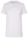 Max Mara Women 'papaia' White Crewneck T-shirt With Tonal Logo Embroidery On The Front In Cotton Wom In White