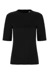 Max Mara Peter Wool T-shirt With Embossed Frontal Logo In Black