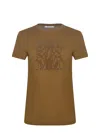 Max Mara Taverna Cotton T Shirt With Frontal Embroidery In Brown