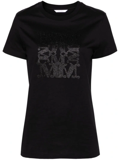 Max Mara T-shirt In Cotone Con Applicazione In Black