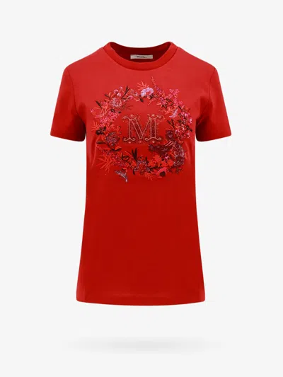 MAX MARA COTTON T-SHIRT WITH FRONTAL MONOGRAM