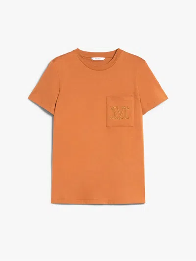 Max Mara T-shirt In Cotone Con Taschino In Yellow & Orange