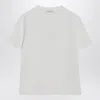 Max Mara Women 'papaia' White Crewneck T-shirt With Tonal Logo Embroidery On The Front In Cotton Wom In White