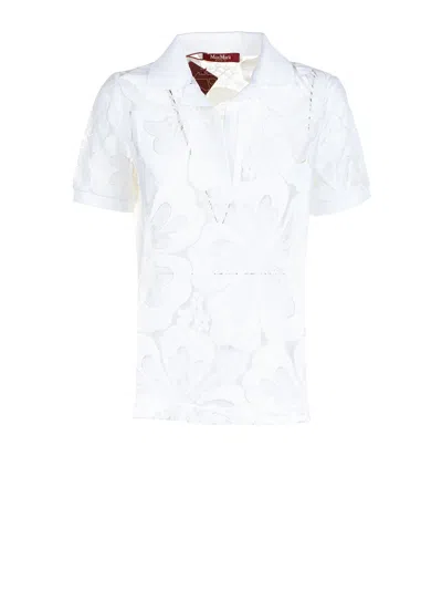 Max Mara T-shirt In Lace With Flower Design In White