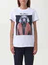 Max Mara Dog Print Cipria Cotton T-shirt In Weiss