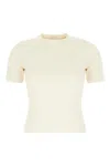 Max Mara Ivory Stretch Viscose Blend T-shirt In Silk