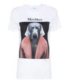 Max Mara Dog Print Cipria Cotton T-shirt In White