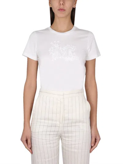 Max Mara T-shirt With Logo Embroidery In White