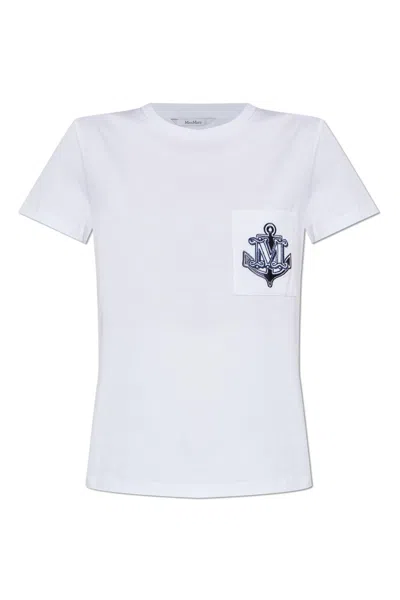 Max Mara Acacia Logo Pocket Jersey T-shirt In White