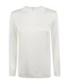 Max Mara T-shirt With Round Neck And Long Sleeves In White