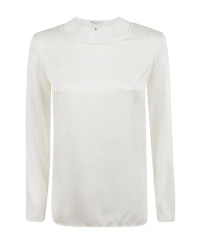 Max Mara T-shirt With Round Neck And Long Sleeves In White