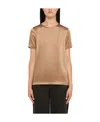 Max Mara T-shirt With Round Neck And Short Sleeves In Nude