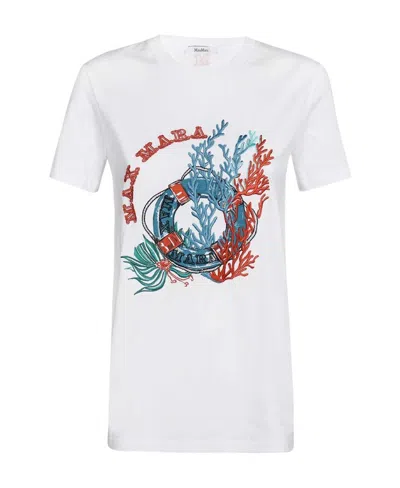 Max Mara T-shirt With Round Neck And Short Sleeves In White