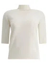Max Mara Wool Turtleneck T-shirts White In White