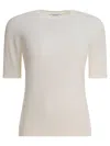 Max Mara Crew Neck Ribbed Cuffs Short Sleeves In Neutral