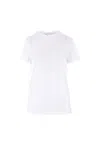 Max Mara Women 'papaia' White Crewneck T-shirt With Tonal Logo Embroidery On The Front In Cotton Wom In White