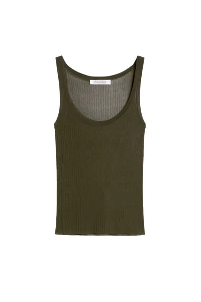 Max Mara Silk Tank Top In Green