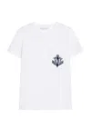Max Mara Cotton T-shirt With Chest Pocket And Embroidered Detail In White
