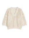 Max Mara Ottuso Boxy Open Stitch Sweater In Neutrals