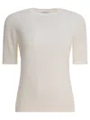 Max Mara Crew Neck Ribbed Cuffs Short Sleeves In Neutral